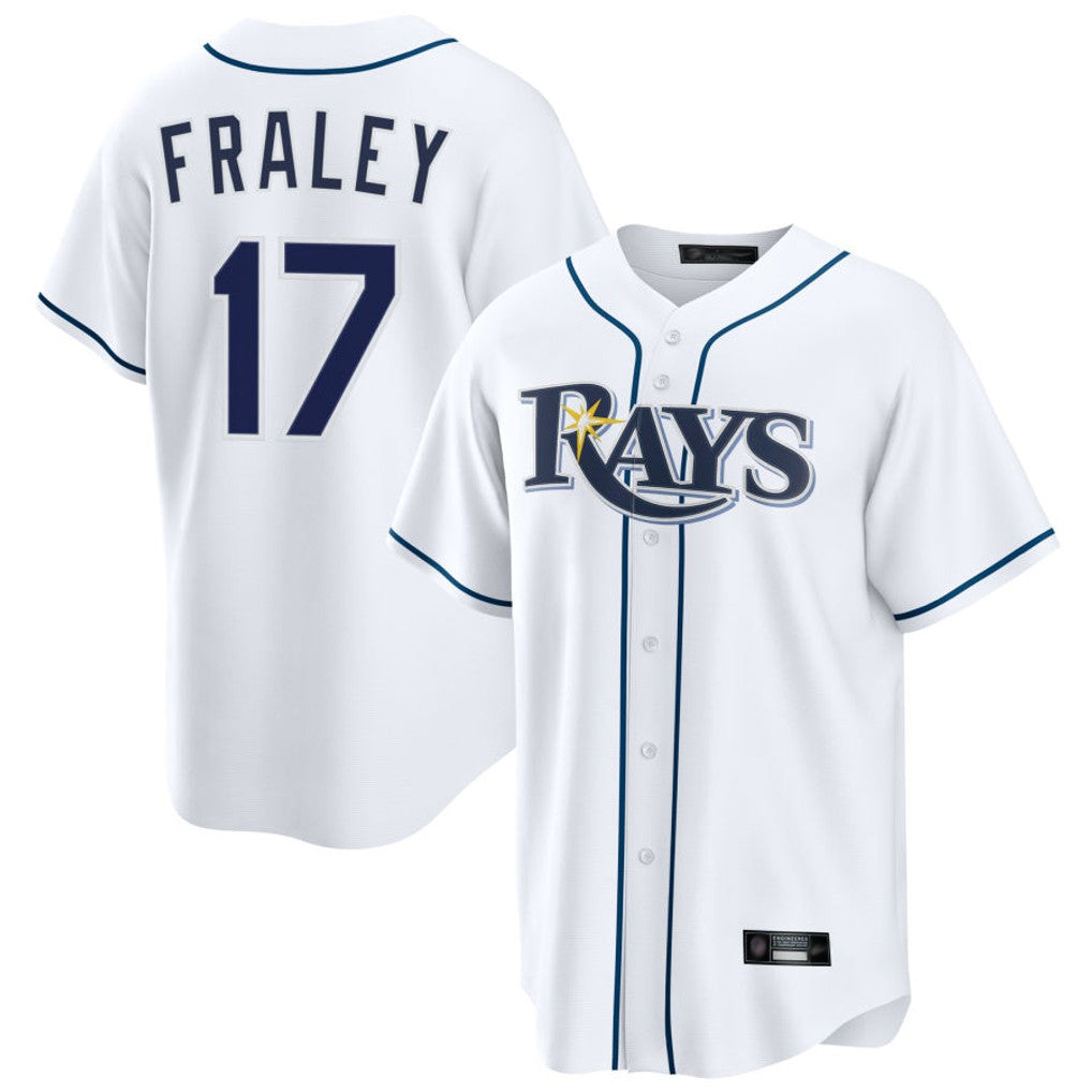 T.Bay Rays #17 Jake Fraley Player White Home Game Stitched Jerseys
