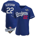 LA.Dodgers #22 Clayton Kershaw Player Royal World Series Limited Elite Home Gdoa Stitched Jerseys
