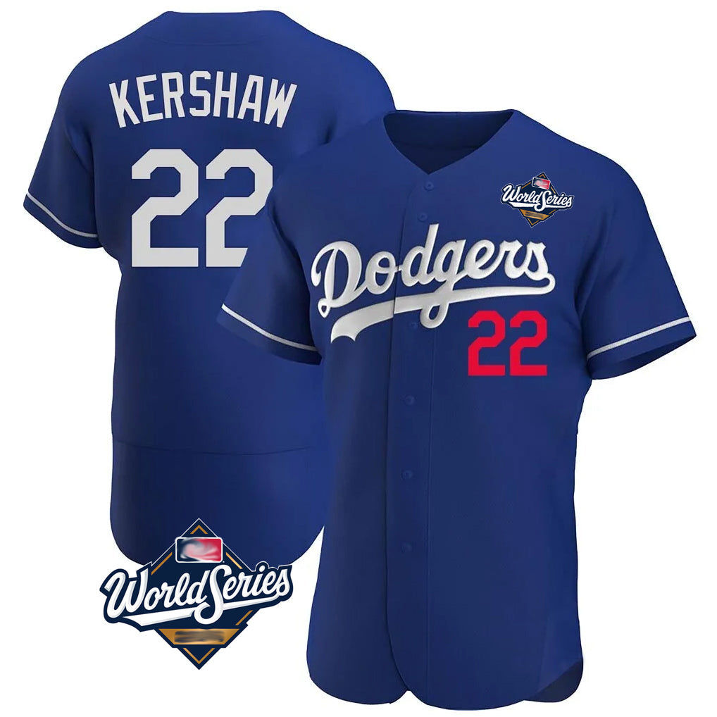 LA.Dodgers #22 Clayton Kershaw Player Royal World Series Limited Elite Home Gdoa Stitched Jerseys
