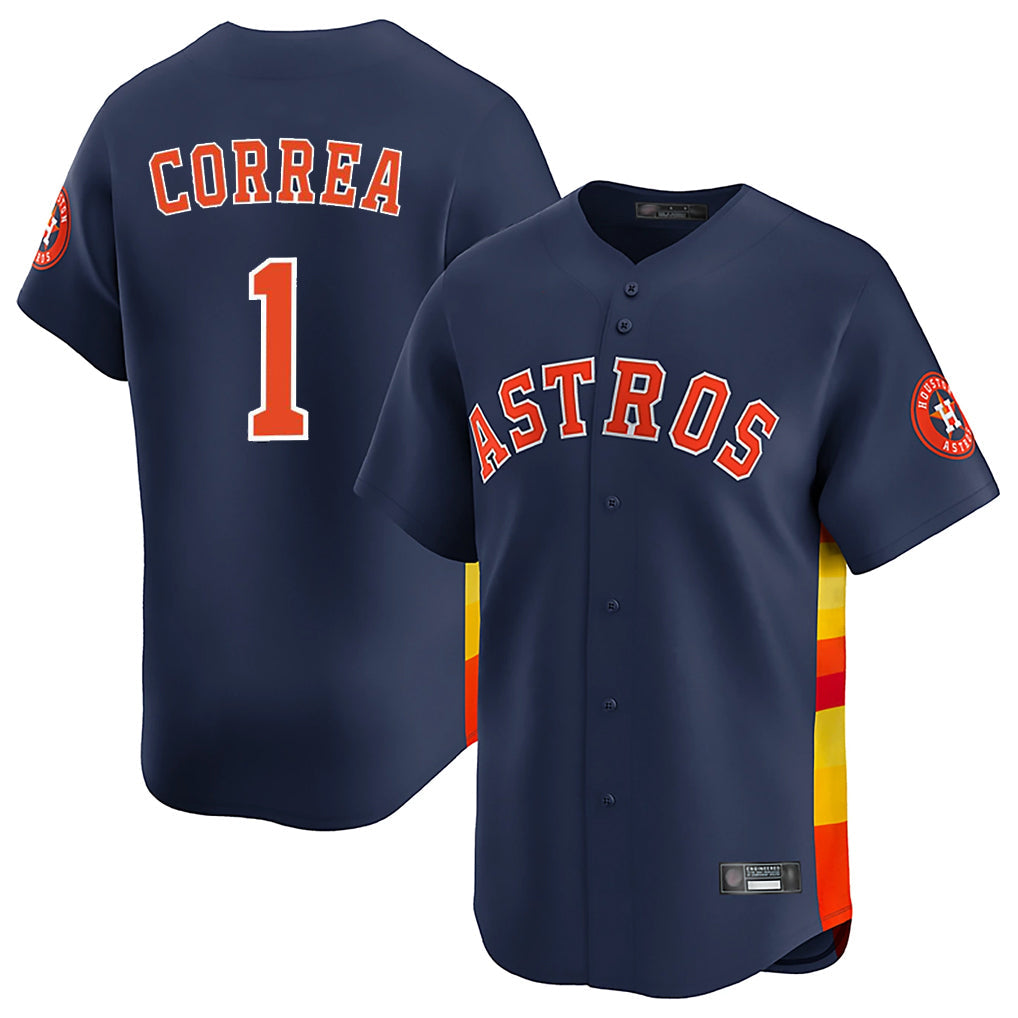 H.Astros #1 Carlos Correa Player Navy Home Limited Gdoa Stitched Jerseys