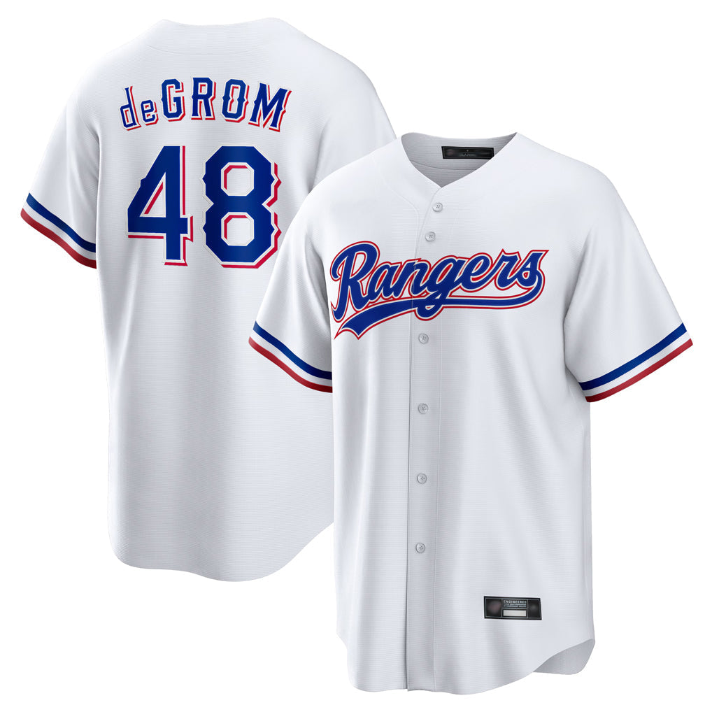 T.Rangers #48 Jacob deGrom Player White Home Limited Game Gdoa Stitched Jerseys
