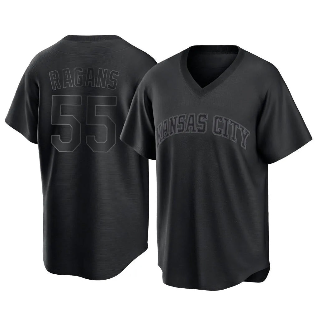KC.Royals #55 Cole Ragans Player Black Fashion Game Gdoa Stitched Jerseys