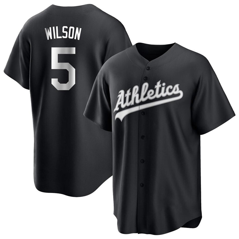 Athletics #5 Jacob Wilson Black&White Replica Alternate Stitched Jersey
