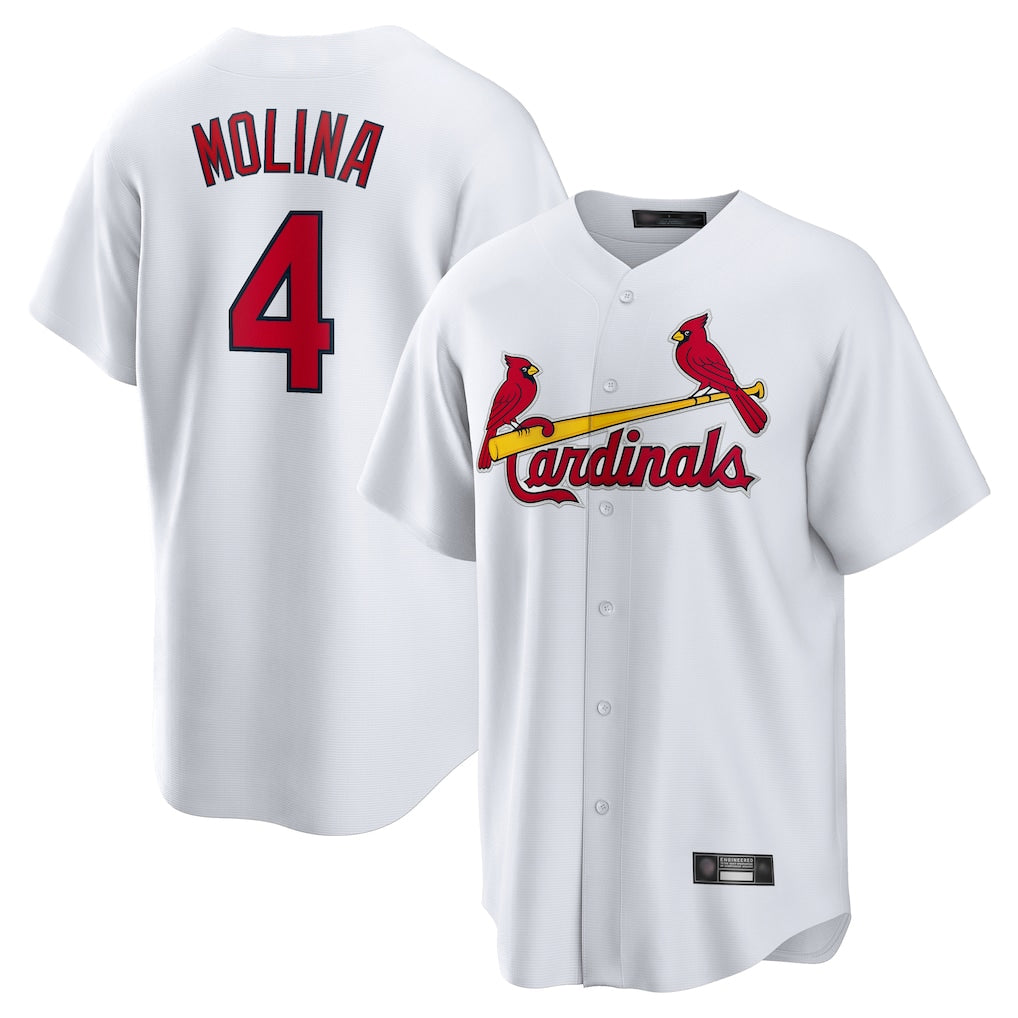 St. Louis Cardinals #4 Yadier Molina Player White Home Game Stitched Jerseys