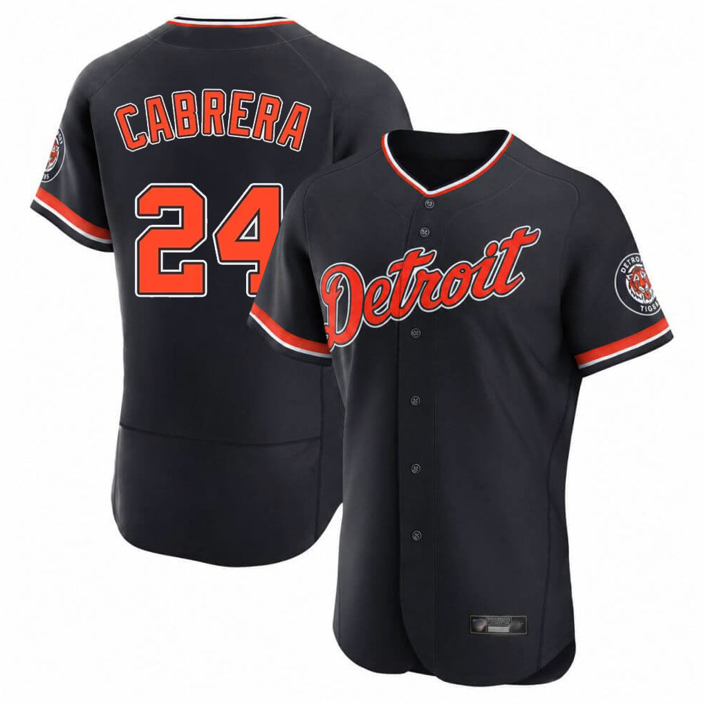 D.Tigers #24 Miguel Cabrera Player Navy Limited Elite Home Game Gdoa Stitched Jerseys
