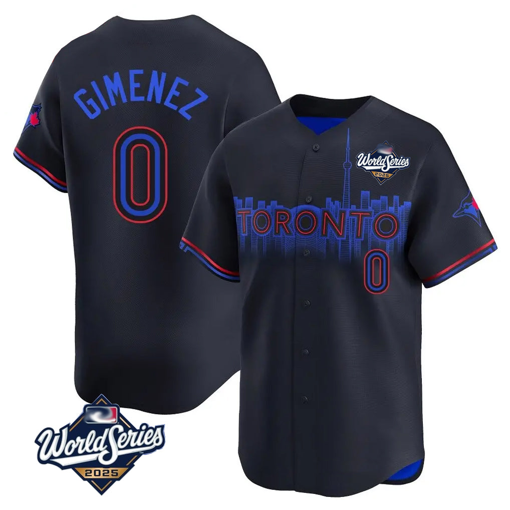 T.Blue Jays #0 Andres Gimenez Player Black 2025 World Series City Connect Stitched Jerseys
