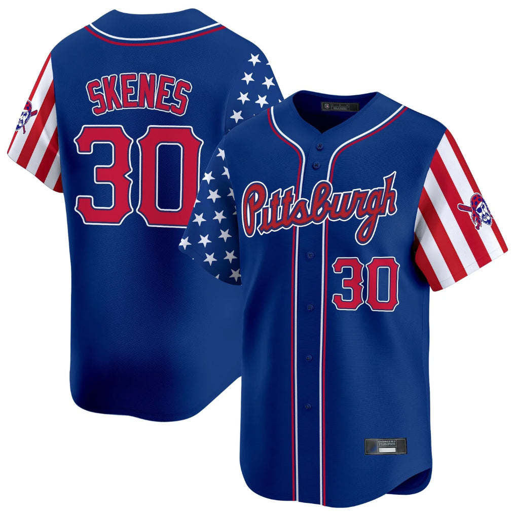 P.Pirates #30 Paul Skenes Player Royal 2025 Independence Day Vapor Premier Limited Stitched Jerseys