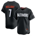 B.Orioles #7 Jackson Holliday Player Black City Connect Limited Home Game Gdoa Stitched Jerseys