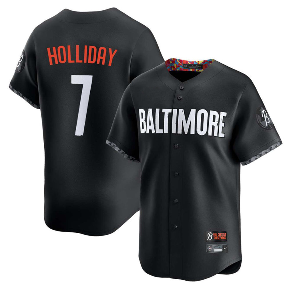 B.Orioles #7 Jackson Holliday Player Black City Connect Limited Home Game Gdoa Stitched Jerseys