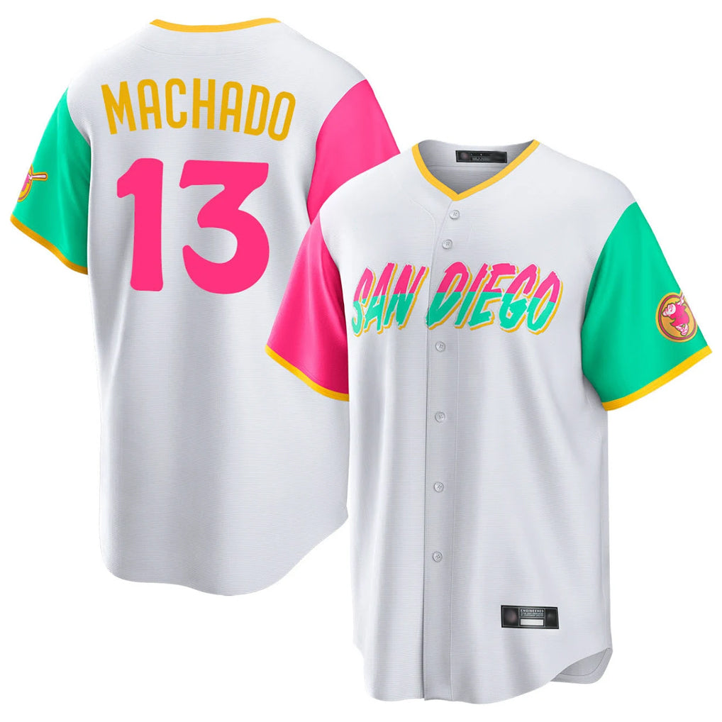 S.Diego Padres #13 Manny Machado Player White City Connect Home Game Stitched Jerseys