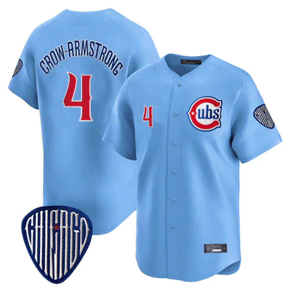 C.Cubs #4 Pete Crow-Armstrong Player Blue Vapor Premier Limited Home Gdoa Stitched Jerseys