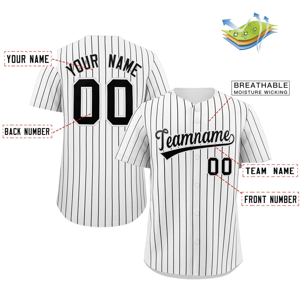 Custom Pinstripe Baseball Jersey Button Down Shirt Personalized for AdultsYouth