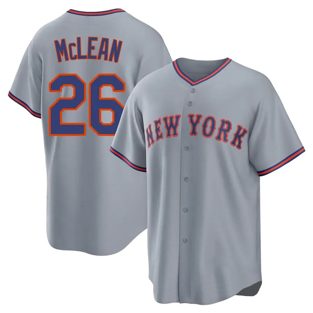 NY.Mets #26 Nolan McLean Player Gray Road Home Game Gdoa Stitched Jerseys
