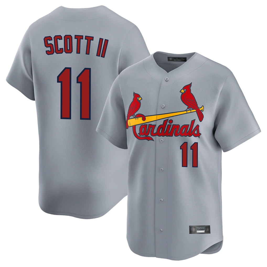 St. Louis Cardinals #11 Victor Scott II Player Gray Home Limited Gdoa Stitched Jerseys