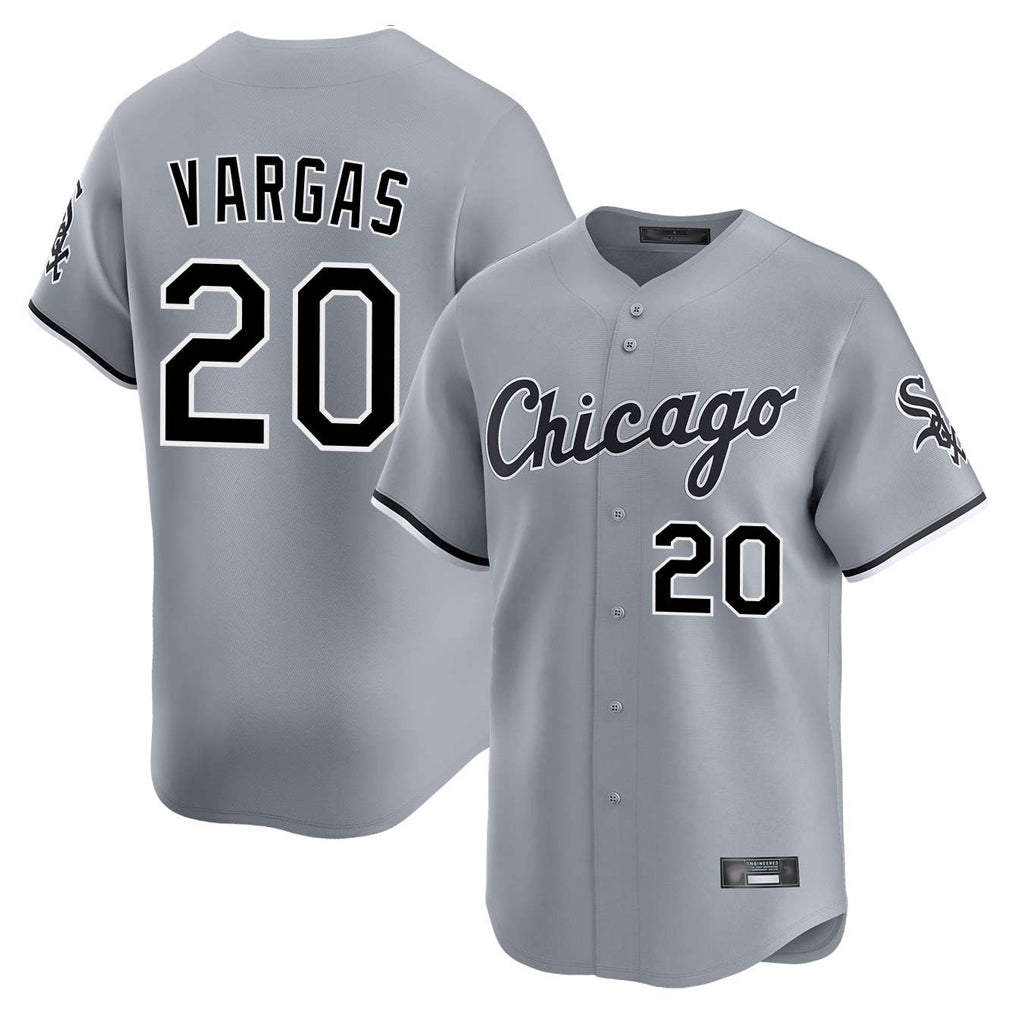 C.White Sox #20 Miguel Vargas Player Gray Road Limited Home Gdoa Stitched Jerseys