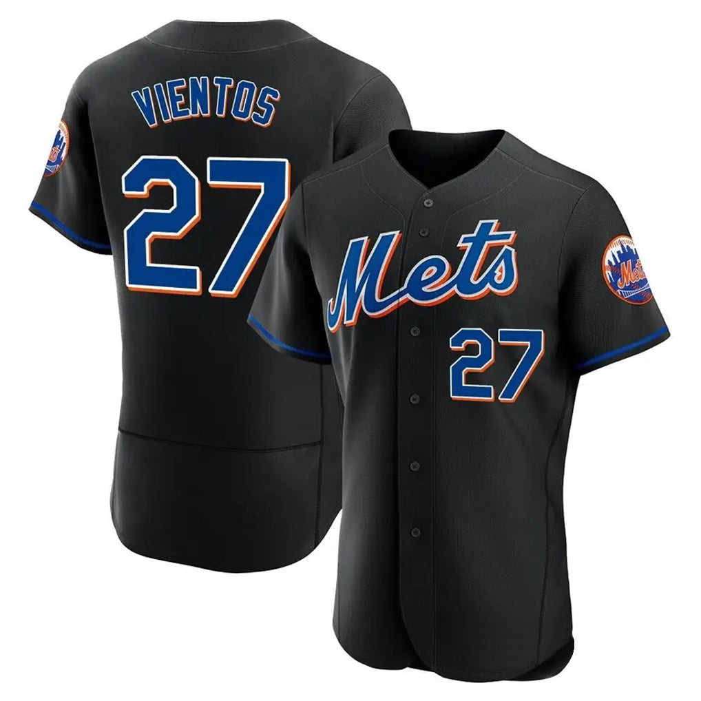 NY.Mets #27 Mark Vientos Player Black Replica Home Limited Elite Gdoa Stitched Jerseys