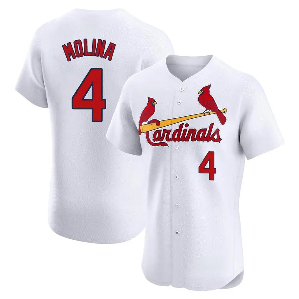 St. Louis Cardinals #4 Yadier Molina Player White Home Limited Elite Stitched Jerseys