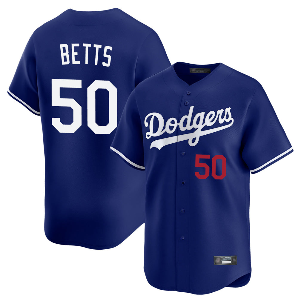LA.Dodgers #50 Mookie Betts Player Royal Limited Home Gdoa Stitched Jerseys