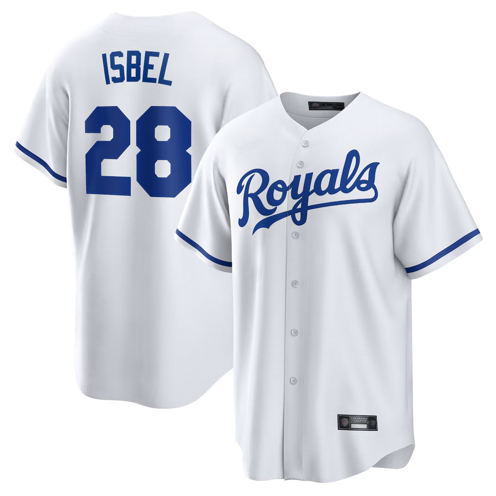 KC.Royals #28 Kyle Isbel Player White Home Game Gdoa Stitched Jerseys