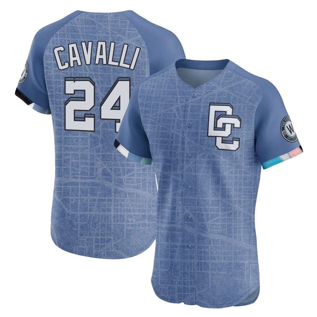W.Nationals #24 Cade Cavalli Player Blue City Connect Elite Limited Gdoa Stitched Jerseys