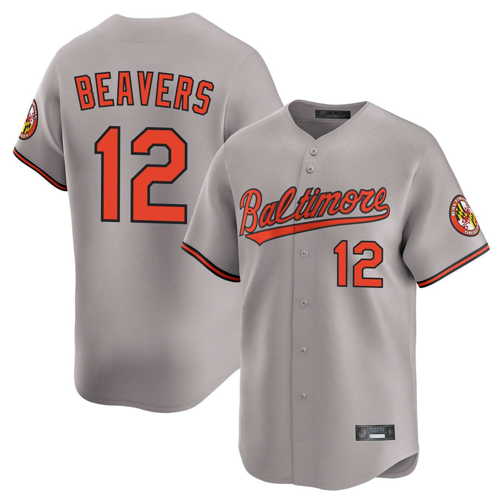 B.Orioles #12 Dylan Beavers Player Gray Limited Home Game Gdoa Stitched Jerseys