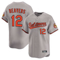 B.Orioles #12 Dylan Beavers Player Gray Limited Home Game Gdoa Stitched Jerseys