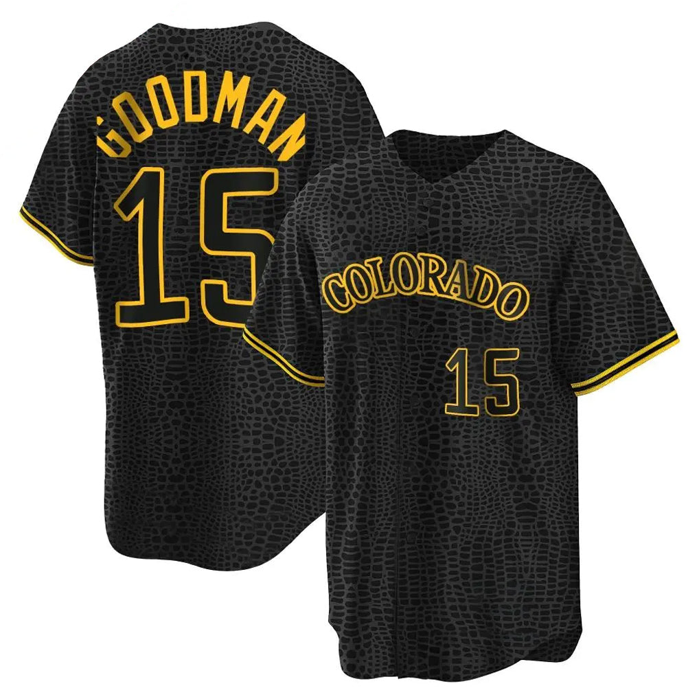 C.Rockies #15 Hunter Goodman Player Black Snake Skin City Home Game Gdoa Stitched Jerseys