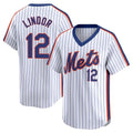 NY.Mets #12 Francisco Lindor Player White Cooperstown Collection T-shirt Game Stitched Jerseys