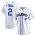 S.Mariners #2 Cole Young Player White Throwback Cooperstown Collection Limited Game Stitched Jerseys