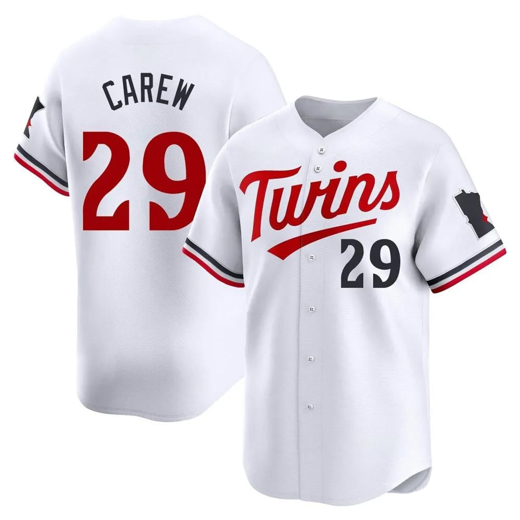 M.Twins #29 Rod Carew Player White Home Limited Gdoa Stitched Jerseys