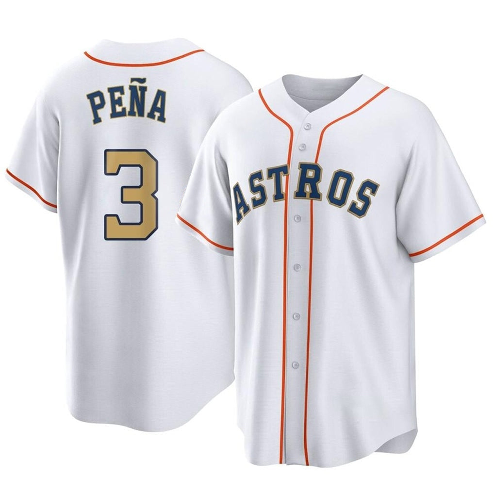 H.Astros #3 Jeremy Pena Player Gold Collection Game Home Gdoa Stitched Jerseys
