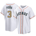 H.Astros #3 Jeremy Pena Player Gold Collection Game Home Gdoa Stitched Jerseys