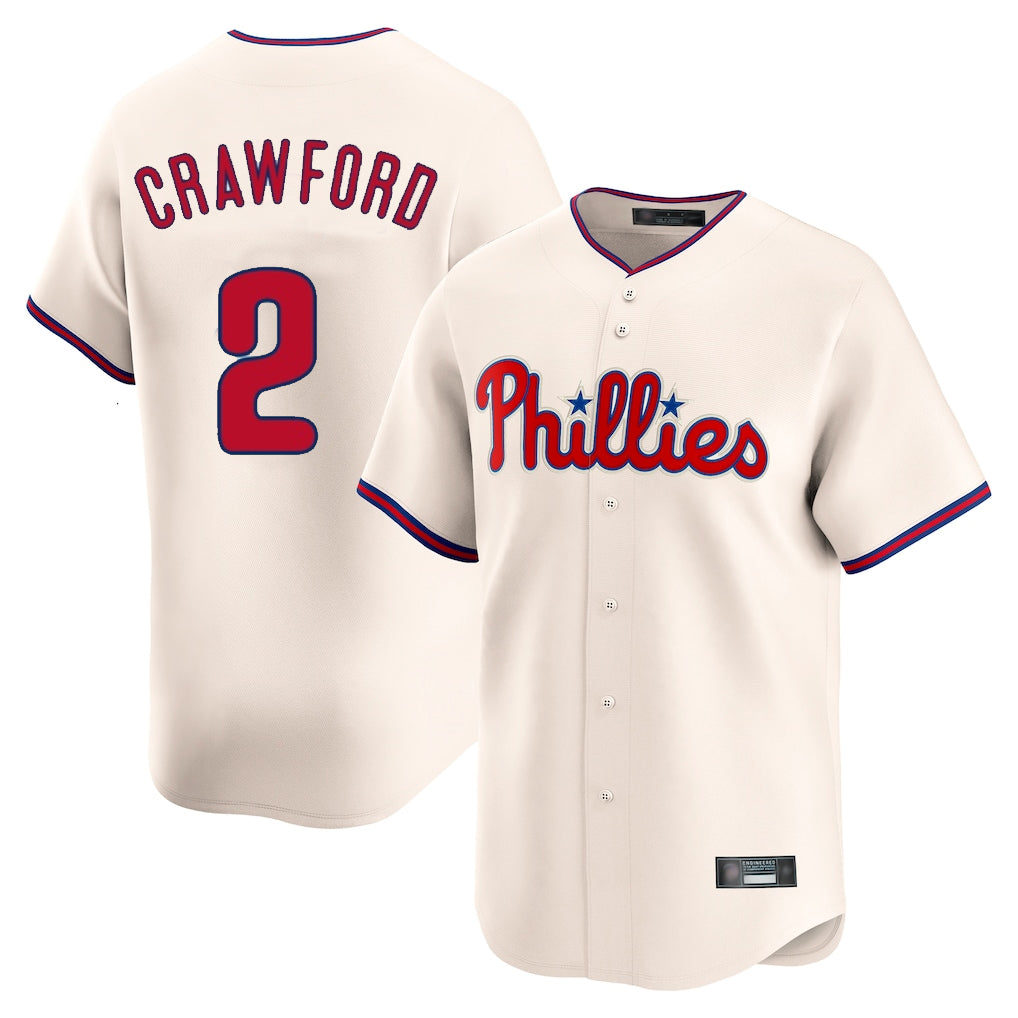 P.Phillies #2 Justin Crawford Player Cream Home Limited Stitched Jerseys