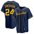 M.Brewers #24 William Contreras Player Navy Home Game Gdoa Stitched Jerseys