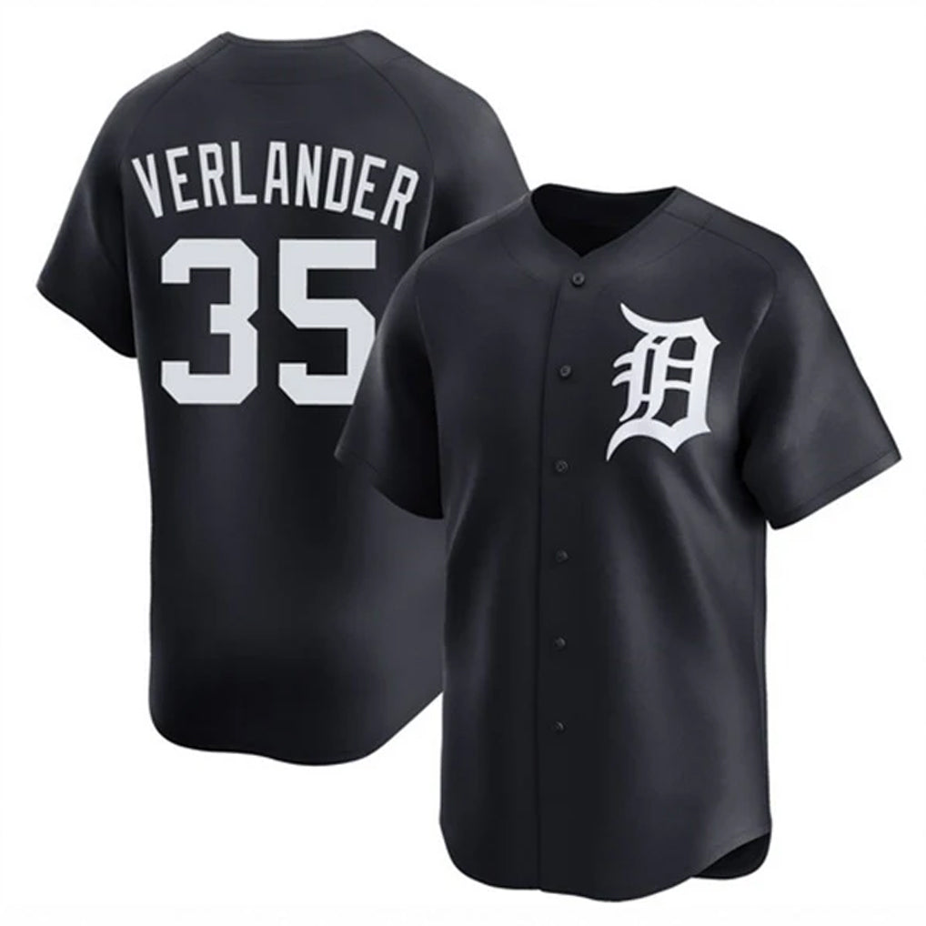 D.Tigers #35 Justin Verlander Player Navy Home Limited Game Gdoa Stitched Jerseys