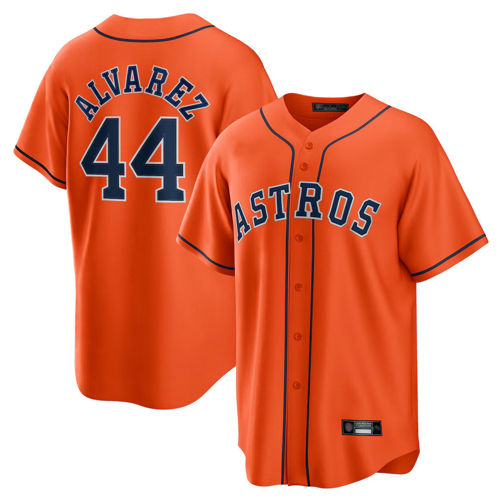 H.Astros #44 Yordan Alvarez Player Orange Home Game Gdoa Stitched Jerseys