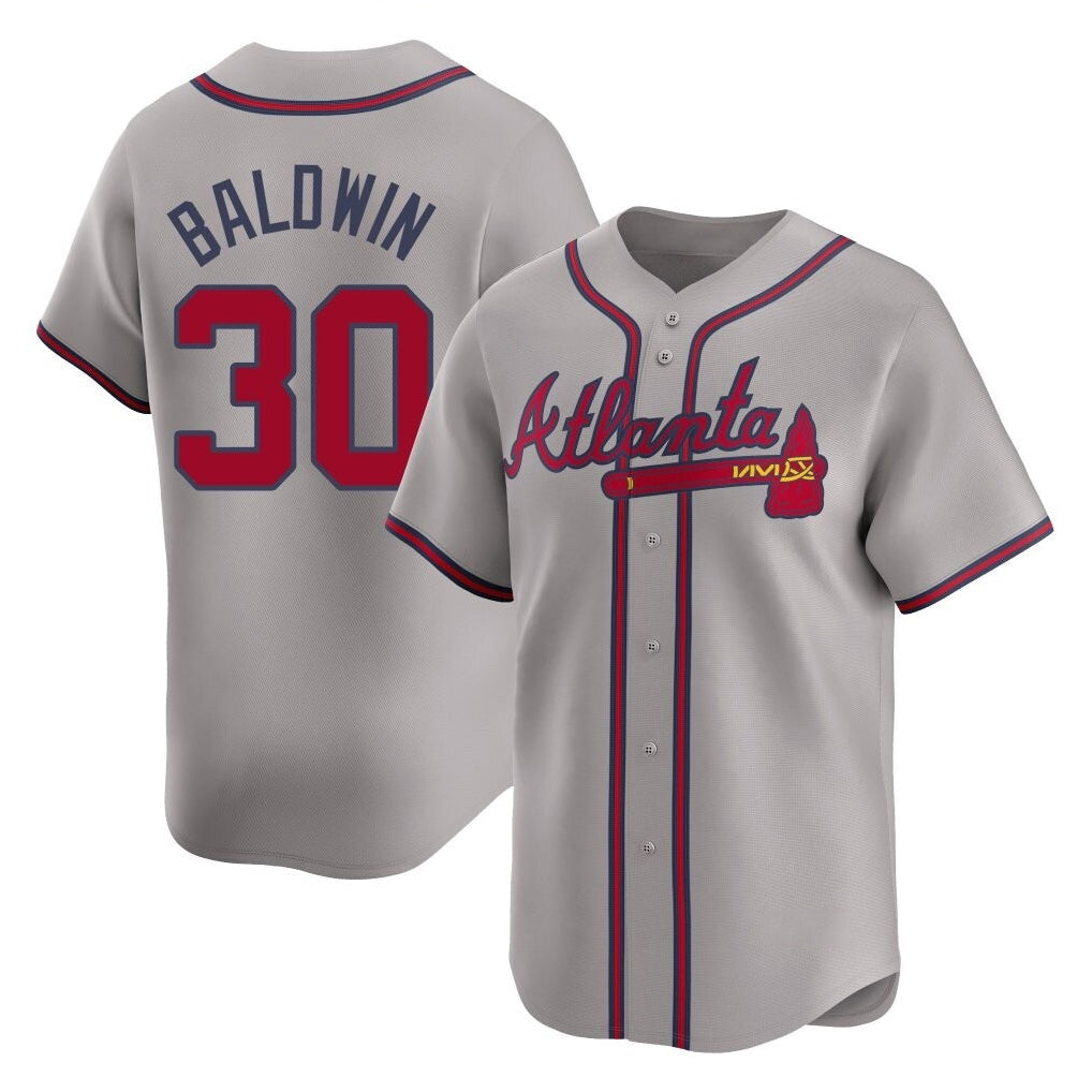 A.Braves #30 Drake Baldwin Player Gray Limited Home Game Gdoa Stitched Jerseys