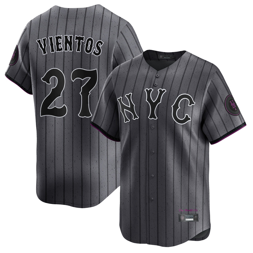 NY.Mets #27 Mark Vientos Player Gray City Connect Limited Gdoa Stitched Jerseys