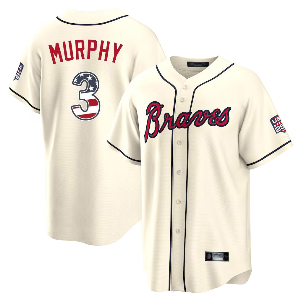 A.Braves #3 Dale Murphy Player Cream USA 250 Fourth Of July Limited Home Game Gdoa250Ys Stitched Jerseys