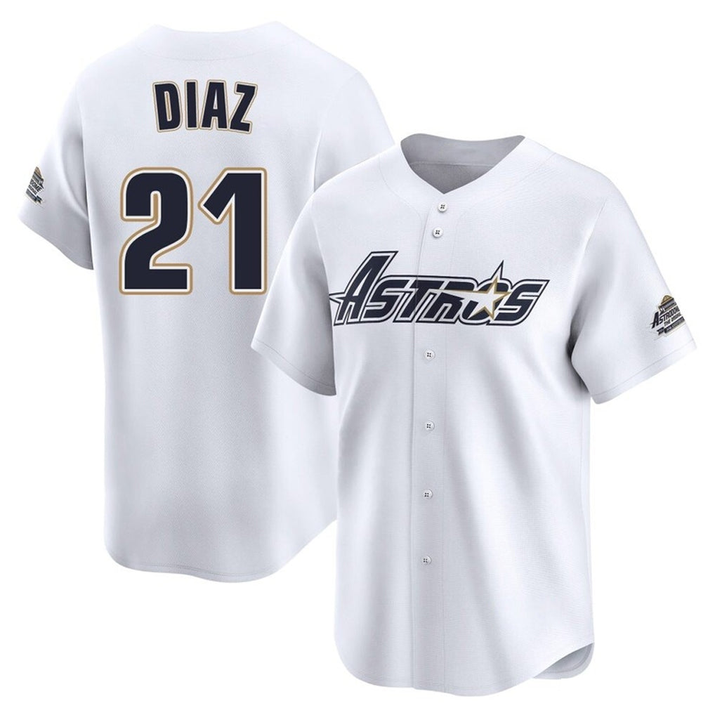 H.Astros #21 Yainer Diaz Player White Throwback Cooperstown Collection Limited Gdoa Stitched Jerseys