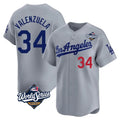LA.Dodgers #34 Fernando Valenzuela Player Gray World Series Limited Home Gdoa Stitched Jerseys