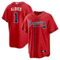 A.Braves #1 Ozzie Albies Player Red Alternate Stitched Jerseys