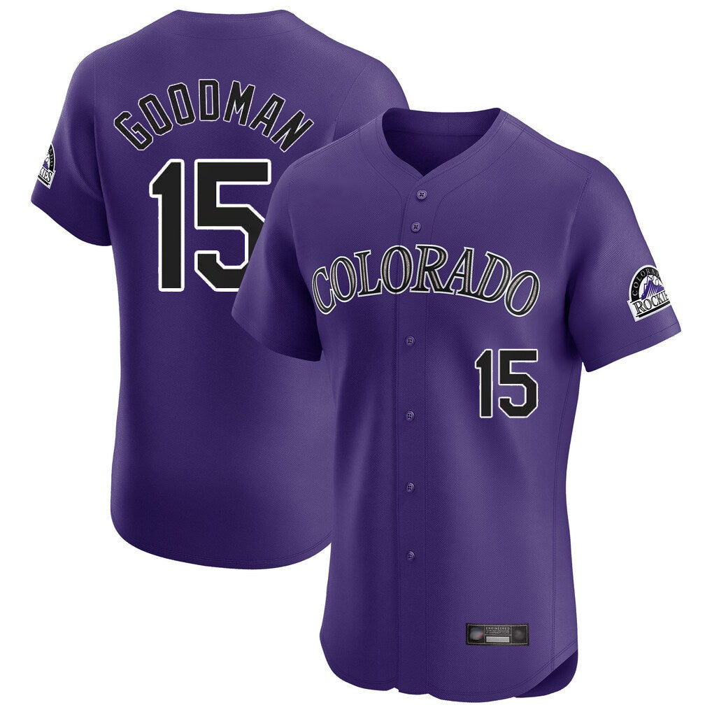 C.Rockies #15 Hunter Goodman Player Purple Limited Elite Home Gdoa Stitched Jerseys