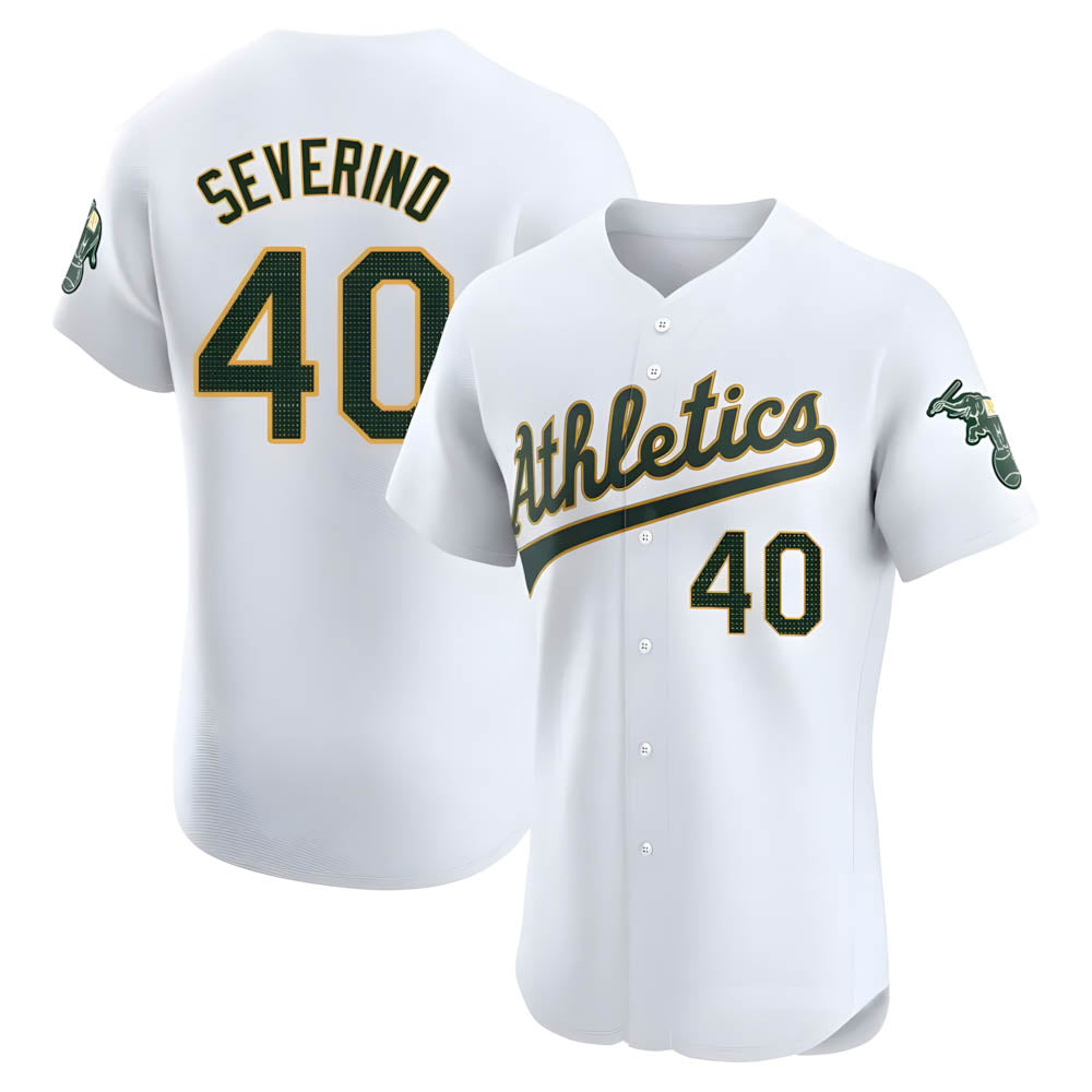 Athletics #40 Luis Severino player White Elite Home Stitched Jersey