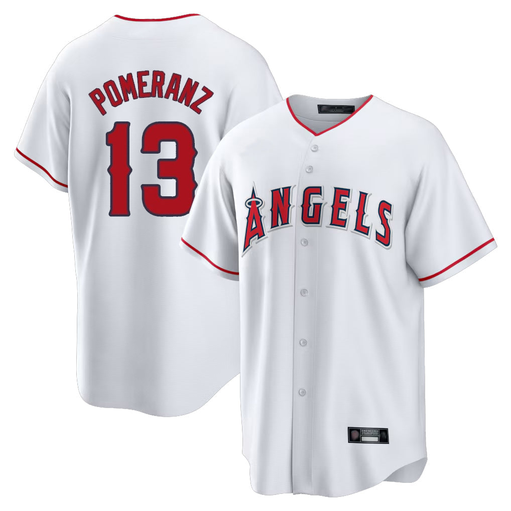 LA.Angels #13 Drew Pomeranz Player White Home Game Gdoa Stitched Jerseys