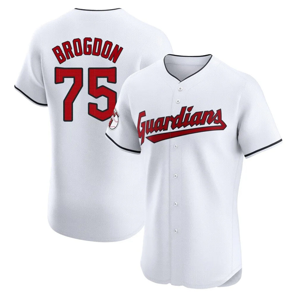 C.Guardians #75 Connor Brogdon Player White Limited Elite Home Gdoa Stitched Jerseys
