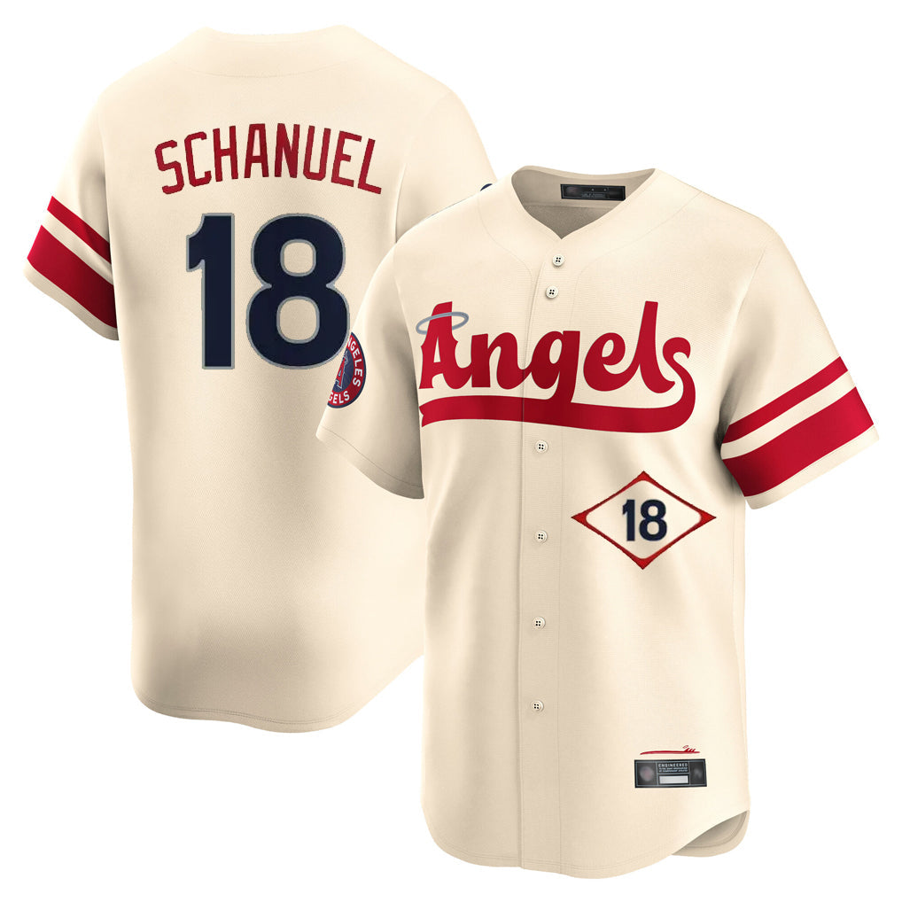 LA.Angels #18 Nolan Schanuel Player Cream City Connect Limited Home Gdoa Stitched Jerseys