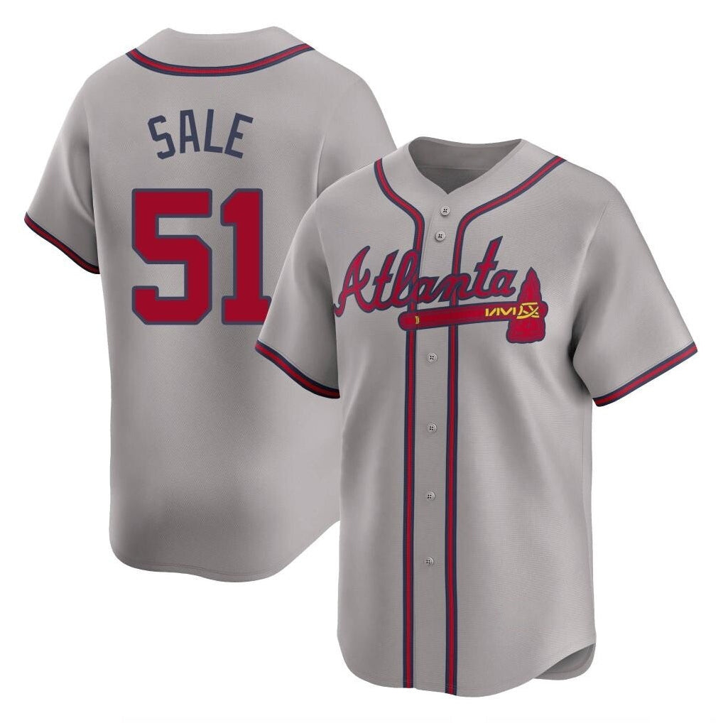A.Braves #51 Chris Sale Player Gray Limited Home Game Gdoa Stitched Jerseys