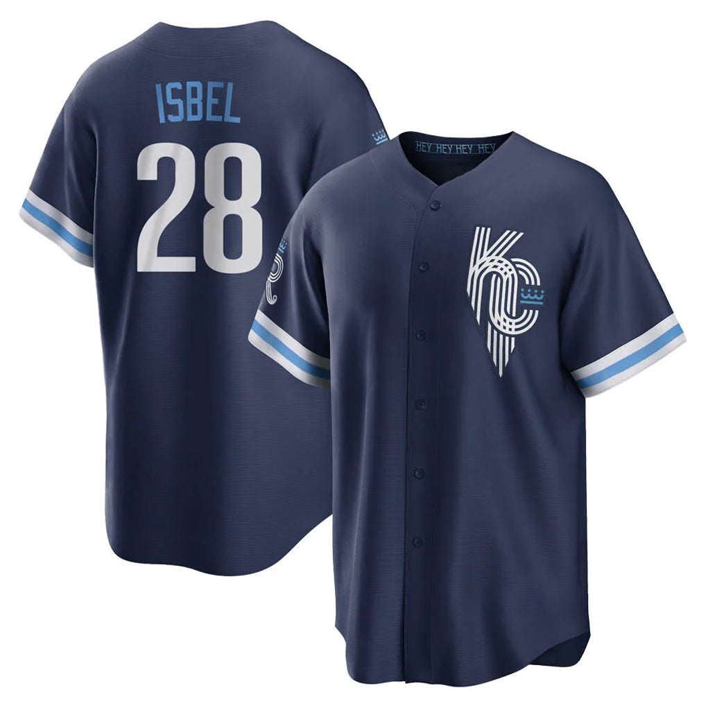 KC.Royals #28 Kyle Isbel Player Navy City Connect Home Game Gdoa Stitched Jerseys