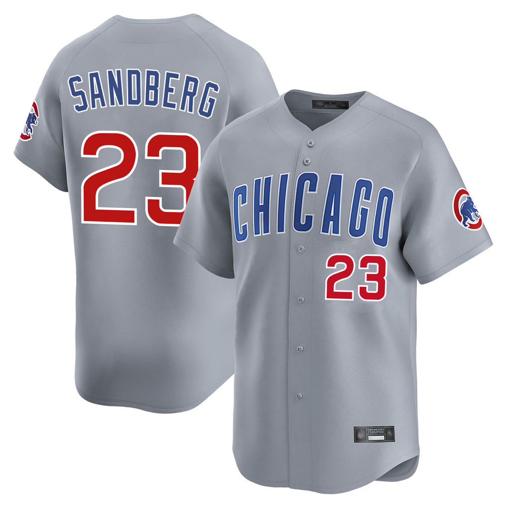 C.Cubs #23 Ryne Sandberg Player Gray Road Limited Home Gdoa Stitched Jerseys